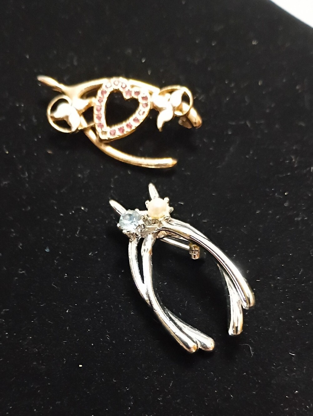2 Wishbone Brooches